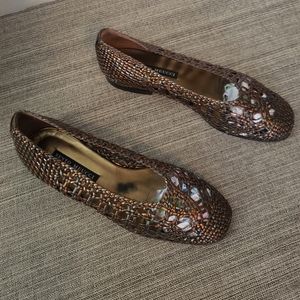 Sesto Meucci Multi-Metallic Leather Woven Flats